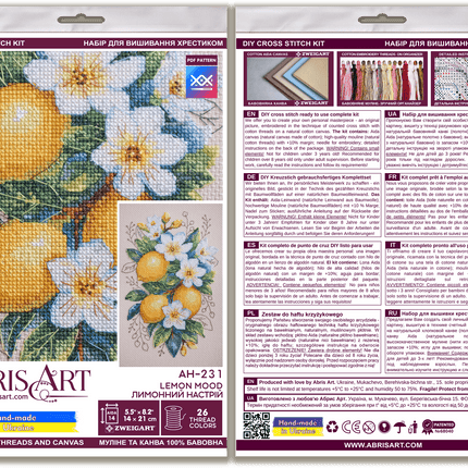DIY Cross Stitch Kit "Cross-stitch kits Lemon mood" 5.5x8.3 in