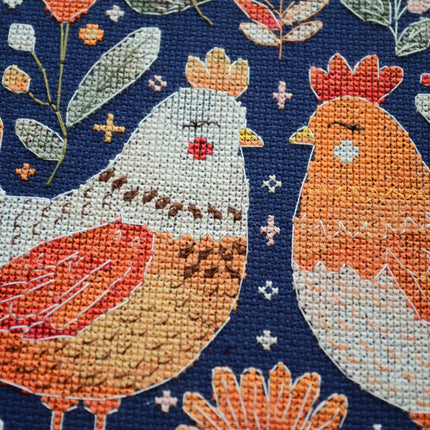 DIY Cross Stitch Kit "Best hen friends" 9.1x9.1 in