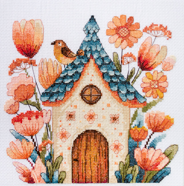 DIY Cross Stitch Kit " Sing for us, little bird! " 8.3x7.9 in