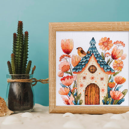 DIY Cross Stitch Kit " Sing for us, little bird! " 8.3x7.9 in