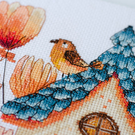 DIY Cross Stitch Kit " Sing for us, little bird! " 8.3x7.9 in