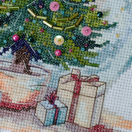 DIY Cross Stitch Kit "Moment Before Christmas" 6.7x7.5 in
