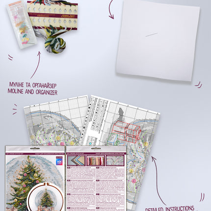 DIY Cross Stitch Kit "Moment Before Christmas" 6.7x7.5 in