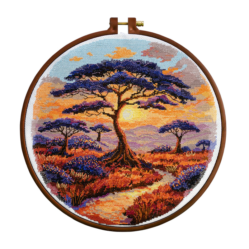 DIY Cross Stitch Kit "Spaces of Savannah" 9.1x8.7 in