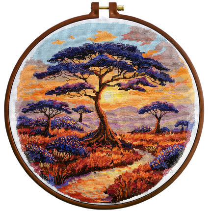 DIY Cross Stitch Kit "Spaces of Savannah" 9.1x8.7 in