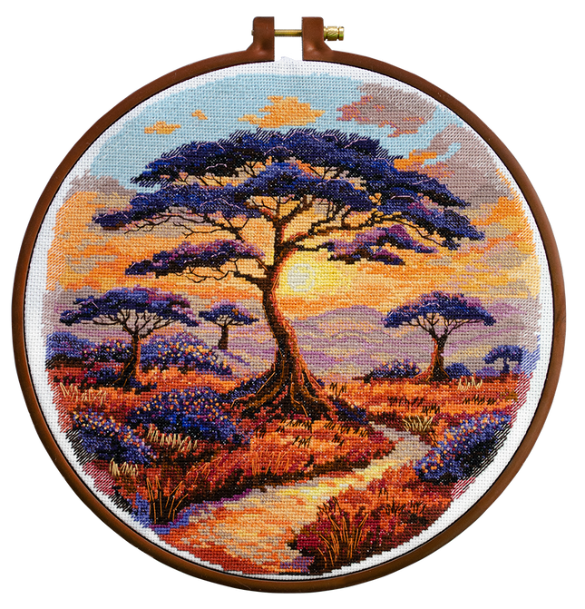 DIY Cross Stitch Kit "Spaces of Savannah" 9.1x8.7 in