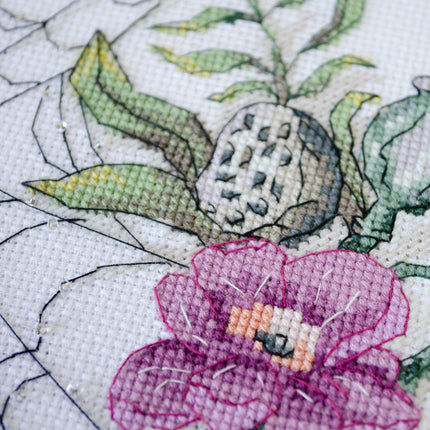 DIY Cross Stitch Kit "Lace of the Invisible World" 10.2x9.8 in