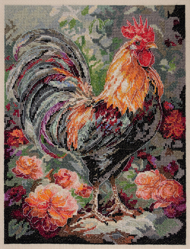 DIY Cross Stitch Kit "Rooster in the Yard" 9.1x11.8 in