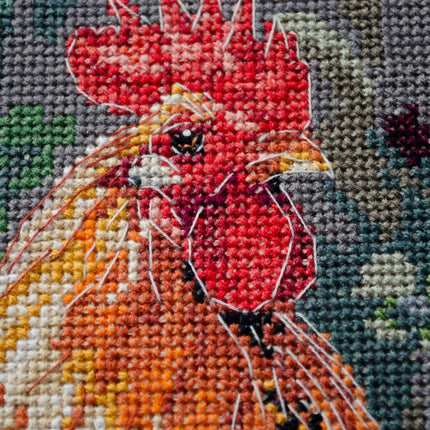 DIY Cross Stitch Kit "Rooster in the Yard" 9.1x11.8 in