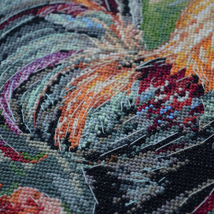 DIY Cross Stitch Kit "Rooster in the Yard" 9.1x11.8 in
