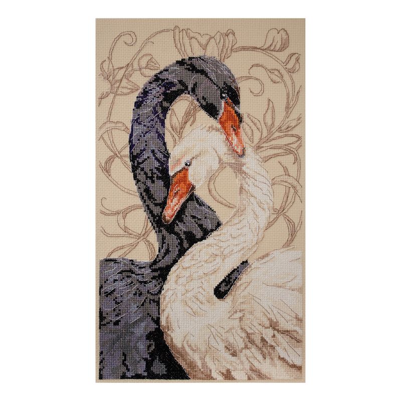 DIY Cross Stitch Kit "Swans of love" 8.3x14.2 in