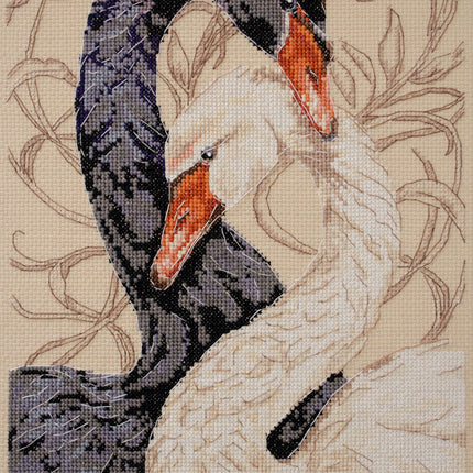 DIY Cross Stitch Kit "Swans of love" 8.3x14.2 in