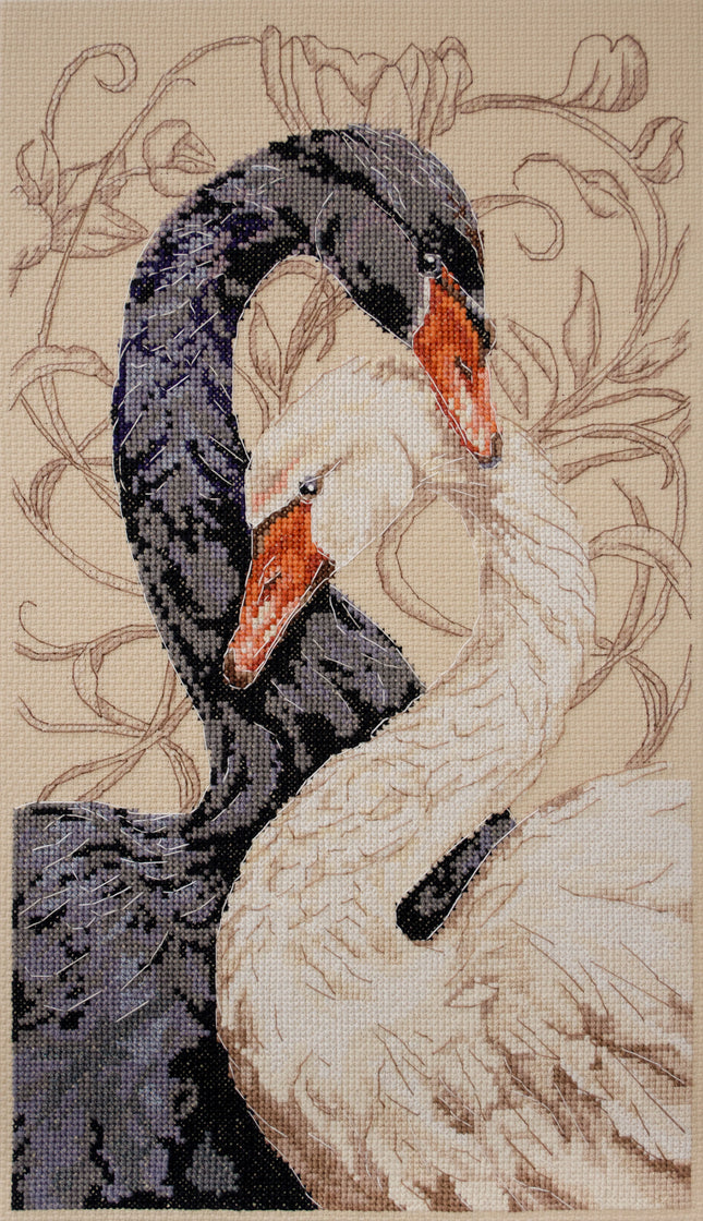 DIY Cross Stitch Kit "Swans of love" 8.3x14.2 in