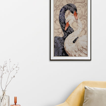 DIY Cross Stitch Kit "Swans of love" 8.3x14.2 in
