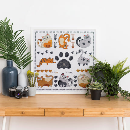 DIY Cross Stitch Kit "Meow-meow" 13.8x13.8 in