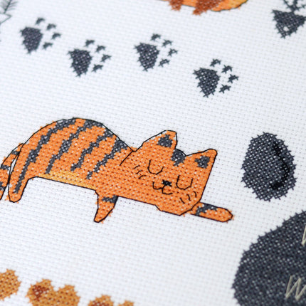 DIY Cross Stitch Kit "Meow-meow" 13.8x13.8 in