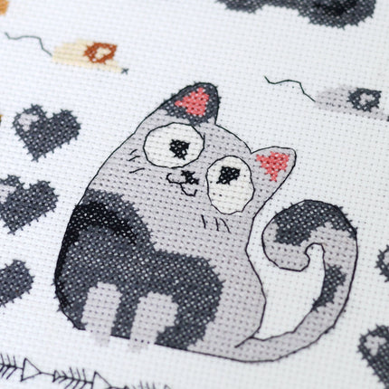 DIY Cross Stitch Kit "Meow-meow" 13.8x13.8 in