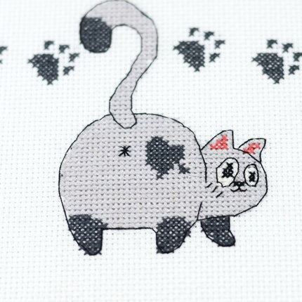 DIY Cross Stitch Kit "Meow-meow" 13.8x13.8 in