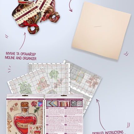 DIY Cross Stitch Kit "Recipe for love" 11.8x11.8 in