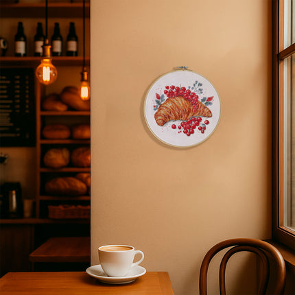 DIY Cross Stitch Kit "Redcurrant Croissant" 7.9x7.9 in
