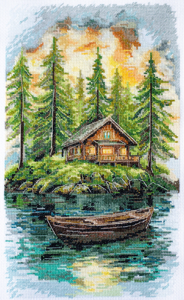 DIY Cross Stitch Kit "Silence in the forest" 7.9x13.8 in
