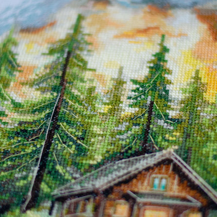 DIY Cross Stitch Kit "Silence in the forest" 7.9x13.8 in