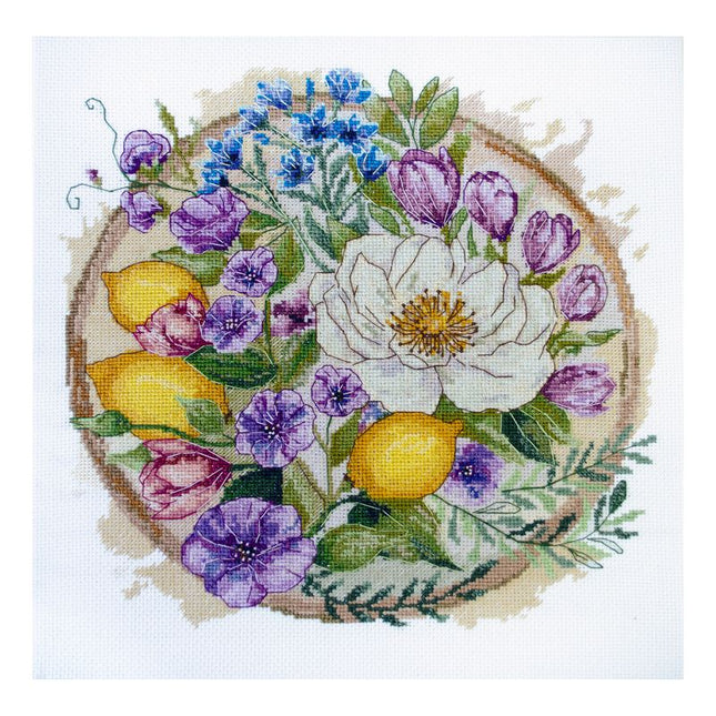 DIY Cross Stitch Kit "A floral moment" 10.2x10.2 in