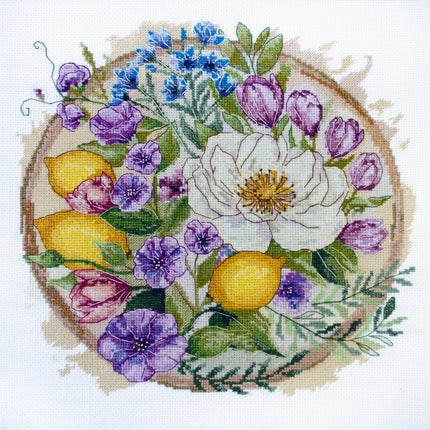 DIY Cross Stitch Kit "A floral moment" 10.2x10.2 in