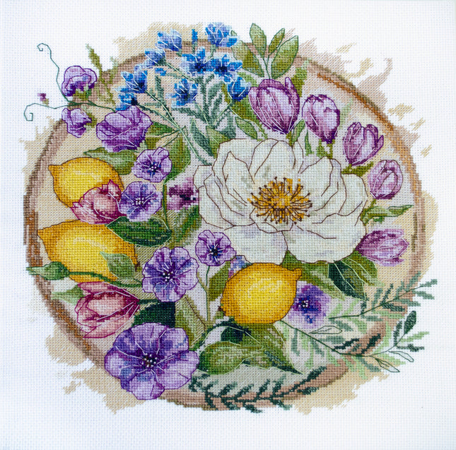 DIY Cross Stitch Kit "A floral moment" 10.2x10.2 in