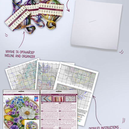 DIY Cross Stitch Kit "A floral moment" 10.2x10.2 in