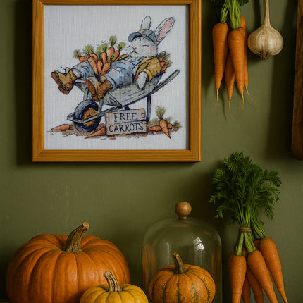 DIY Cross Stitch Kit "Free carrots " 7.9x7.1 in