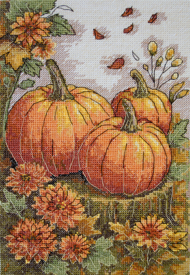 DIY Cross Stitch Kit "Autumn garden palette" 6.3x9.4 in