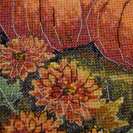 DIY Cross Stitch Kit "Autumn garden palette" 6.3x9.4 in