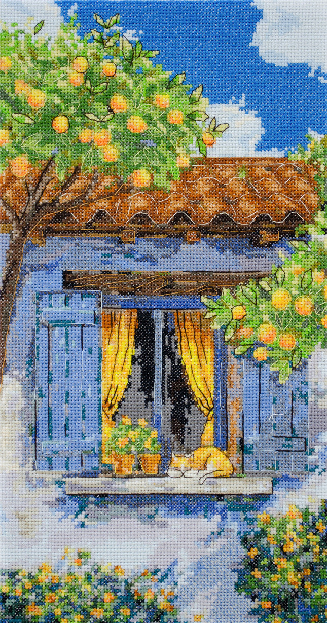 DIY Cross Stitch Kit "Mediterranean reverie" 7.1x13.4 in