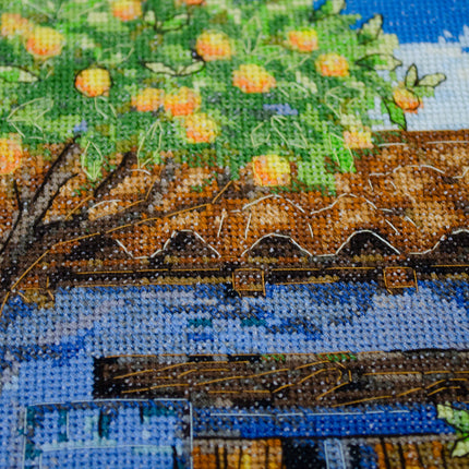 DIY Cross Stitch Kit "Mediterranean reverie" 7.1x13.4 in