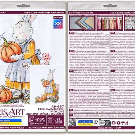 DIY Cross Stitch Kit "From Mama Bunny, with Love" 5.9x8.3 in