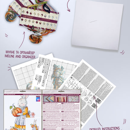 DIY Cross Stitch Kit "From Mama Bunny, with Love" 5.9x8.3 in