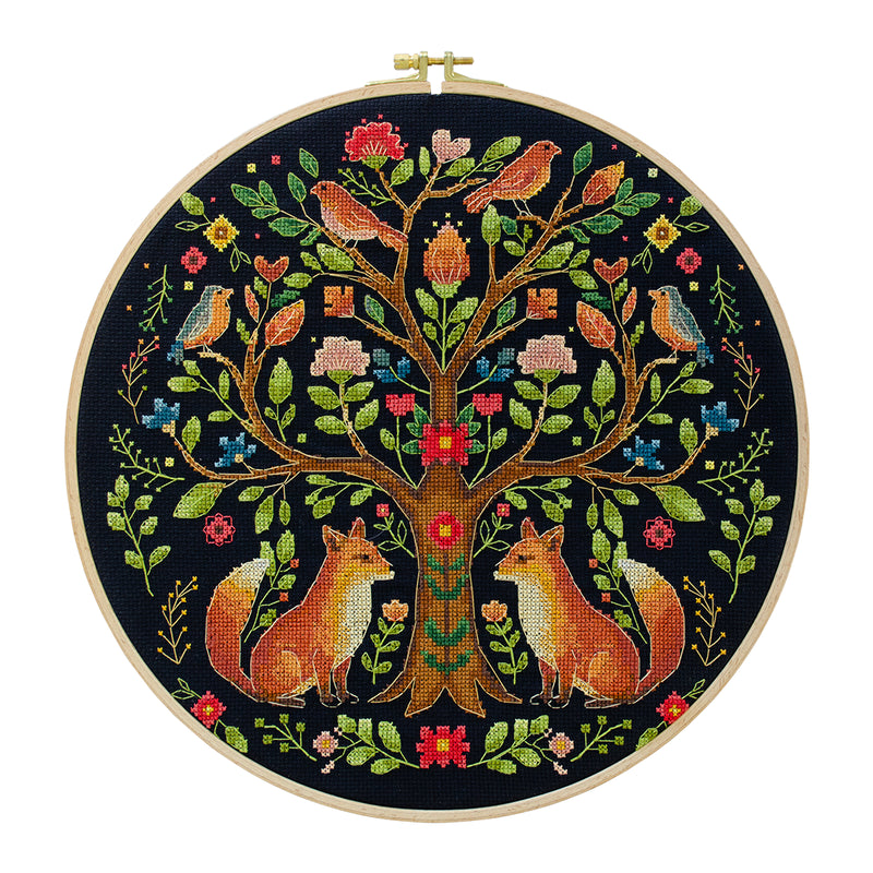 DIY Cross Stitch Kit "The Tree of Forest Tales" 11.8x11.8 in