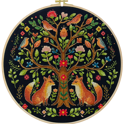 DIY Cross Stitch Kit "The Tree of Forest Tales" 11.8x11.8 in
