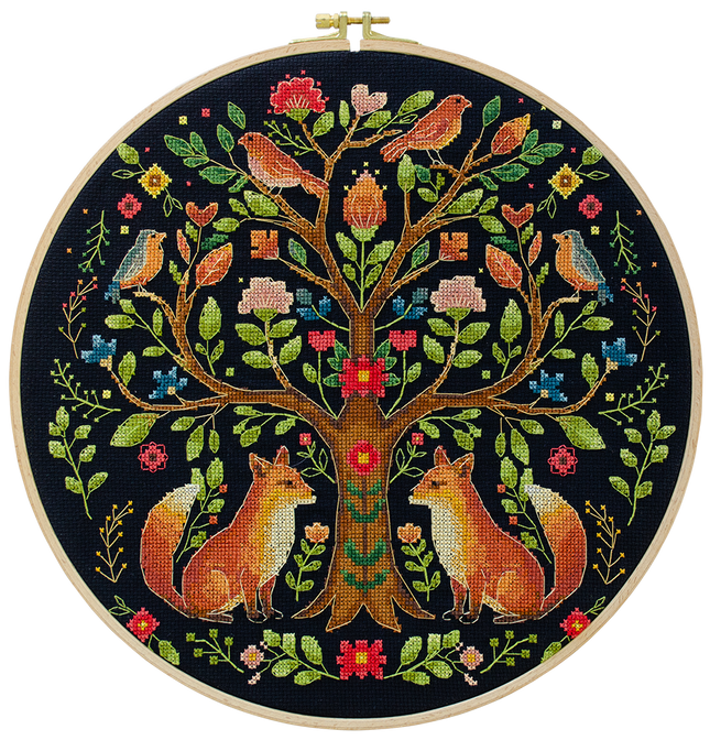 DIY Cross Stitch Kit "The Tree of Forest Tales" 11.8x11.8 in