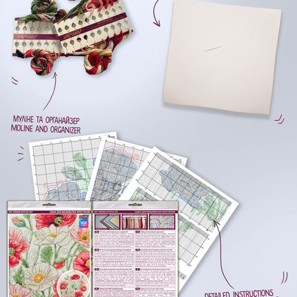 DIY Cross Stitch Kit "Poppins Bloom" 11.8x11.8 in