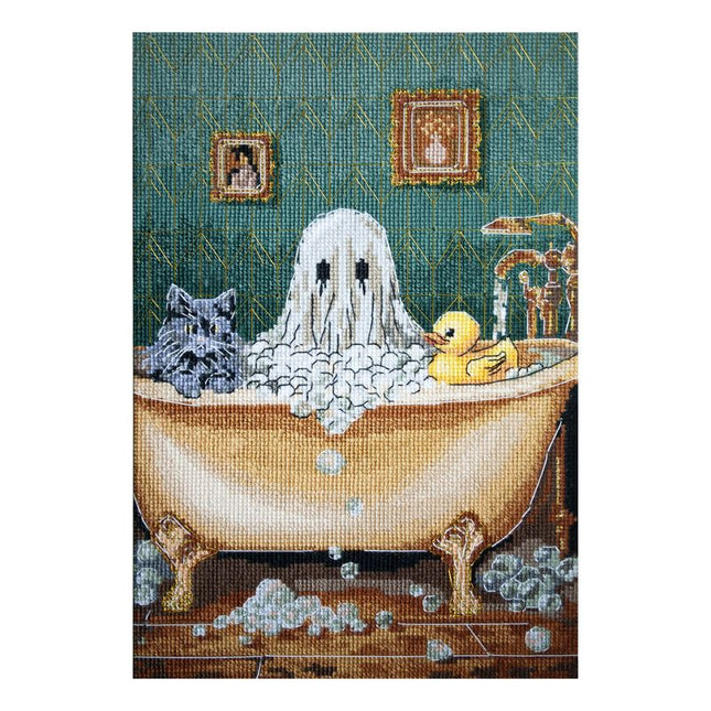 DIY Cross Stitch Kit "Domestic ghost" 5.9x9.1 in