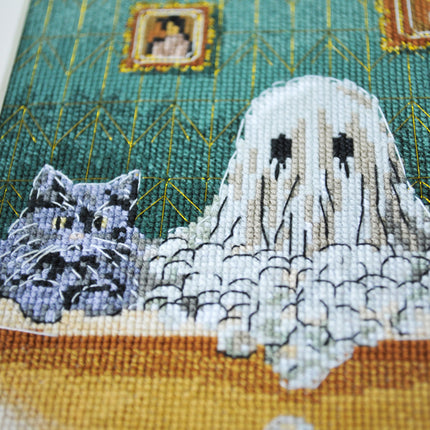 DIY Cross Stitch Kit "Domestic ghost" 5.9x9.1 in