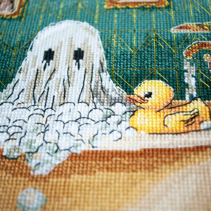 DIY Cross Stitch Kit "Domestic ghost" 5.9x9.1 in