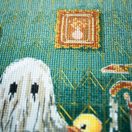 DIY Cross Stitch Kit "Domestic ghost" 5.9x9.1 in