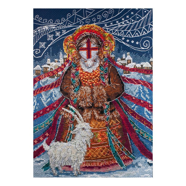 DIY Cross Stitch Kit "Cross-stitch kits Winter motanka doll" 7.5x10.6 in