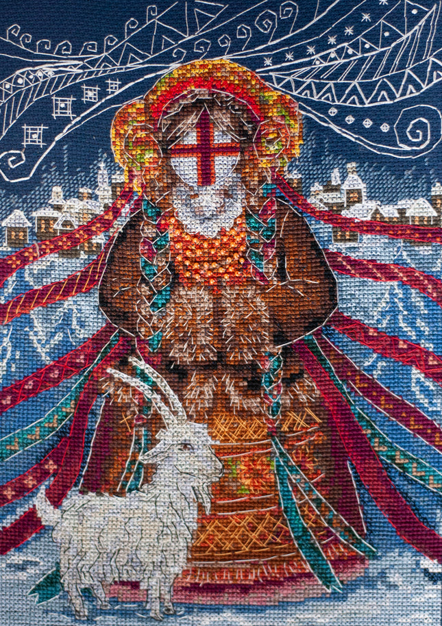 DIY Cross Stitch Kit "Cross-stitch kits Winter motanka doll" 7.5x10.6 in