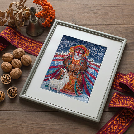 DIY Cross Stitch Kit "Cross-stitch kits Winter motanka doll" 7.5x10.6 in