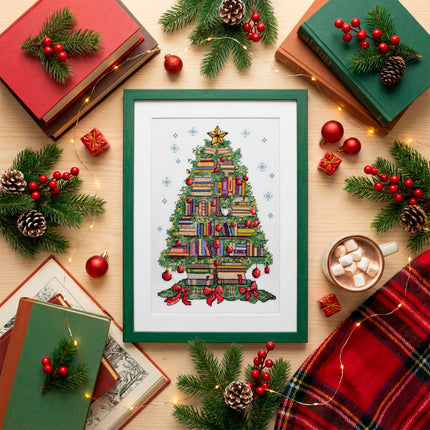 DIY Cross Stitch Kit "Reader's Christmas tree " 5.5x8.7 in