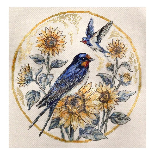 DIY Cross Stitch Kit "The melody of swallows" 9.4x9.4 in